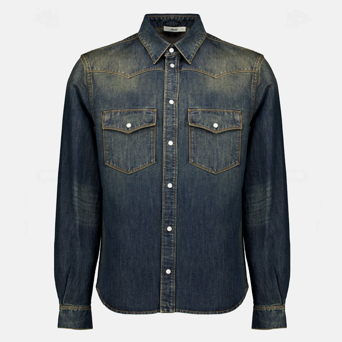 Chemises Chemise en jean bleu délavé Fendi Bleu Homme