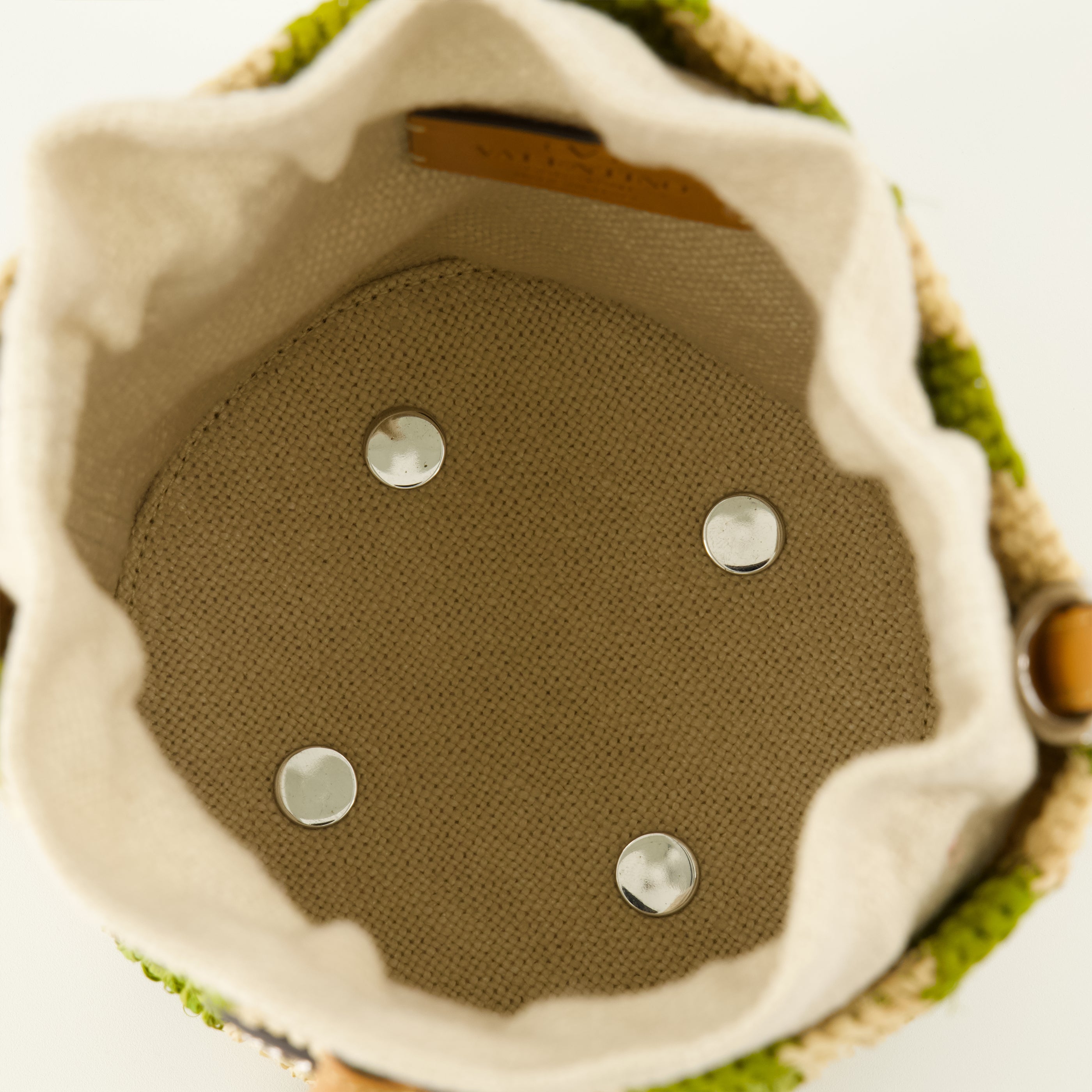 Sacs seau Petit sac seau en raphia à motif rayé vert Valentino Garavani Vert Femme