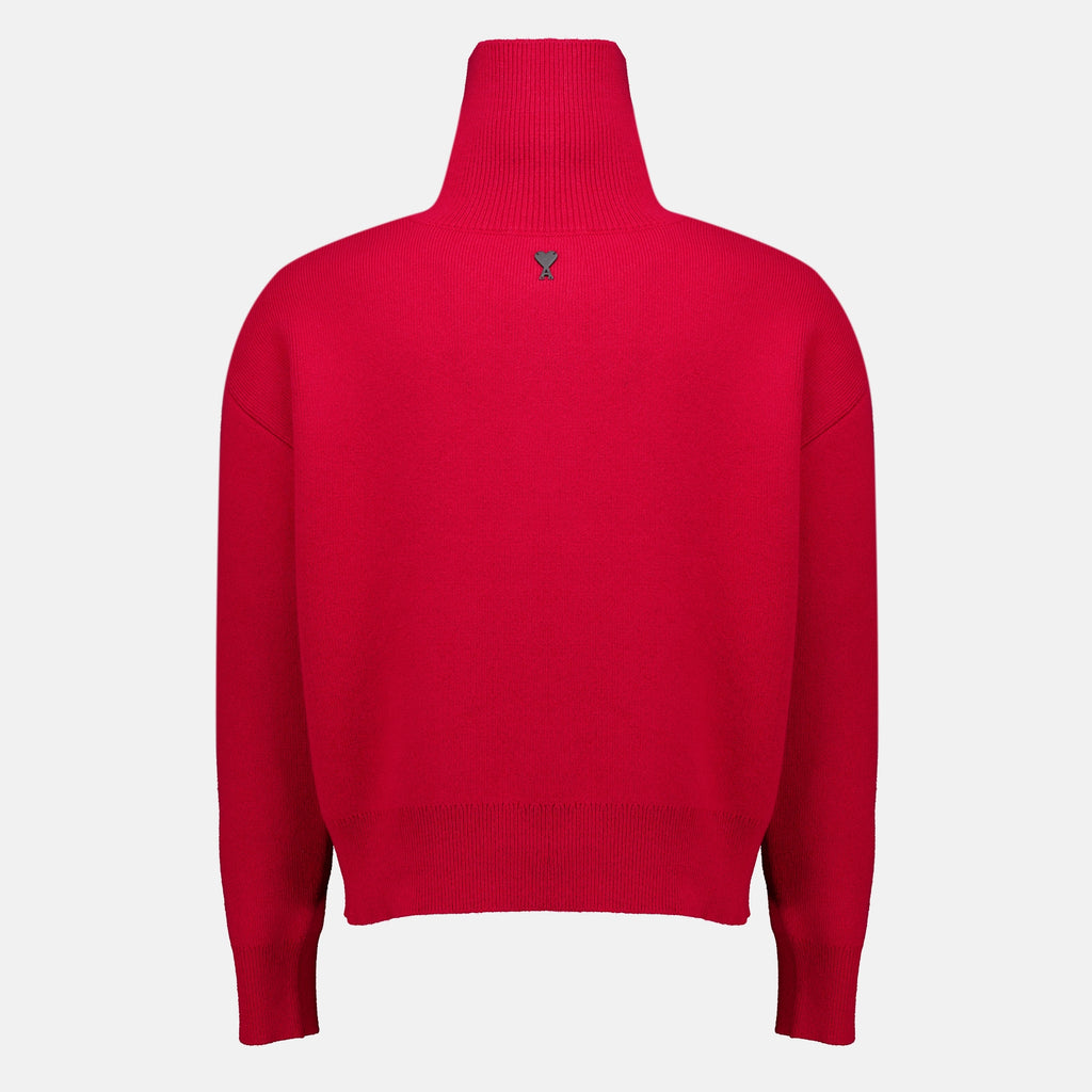 Sweatshirts Red High Collar Sweater Ami PARIS Rouge Unisexe