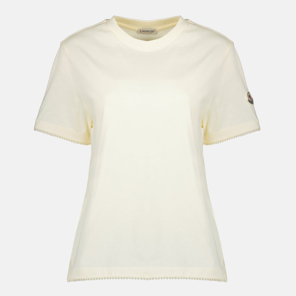 Imagen de la camiseta blanca con logo de la marca Moncler para Mujer - Temporada Primavera-Verano 2026 - Vista Frontal