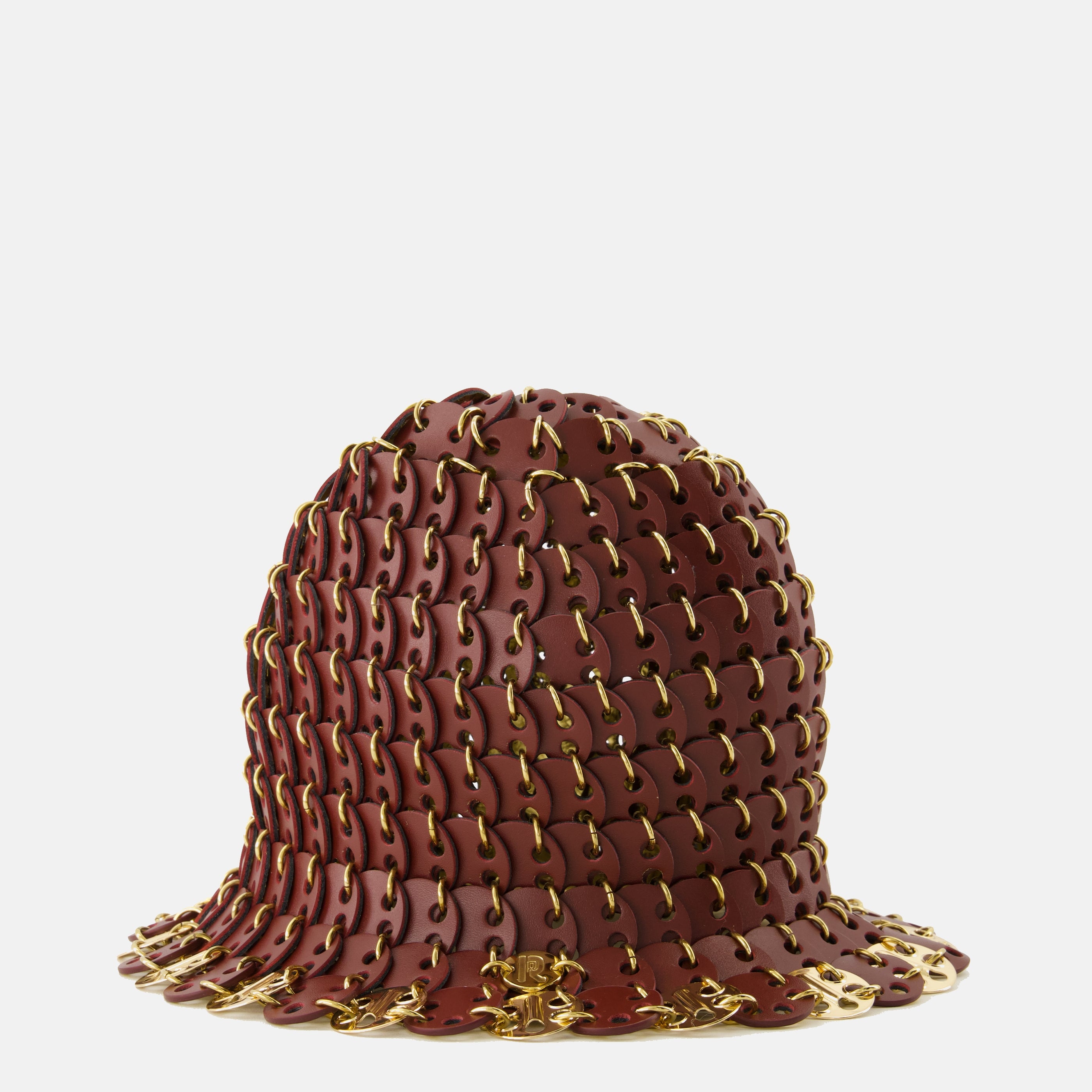 Imagem do chapéu bob em pele bordeaux da marca Rabanne para Mulheres - Coleção Primavera-Verão 2026 - Vista Traseira