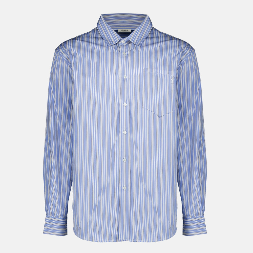 Chemises Cassandre Gestreiftes Blaues Hemd Saint Laurent Bleu Homme