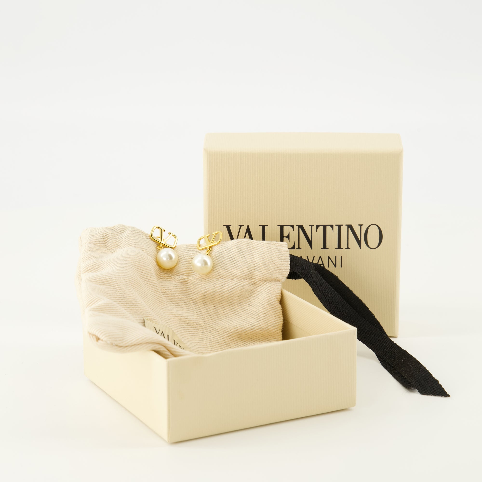 Bijoux Boucles d'oreilles VLogo perles Valentino Garavani Doré Femme