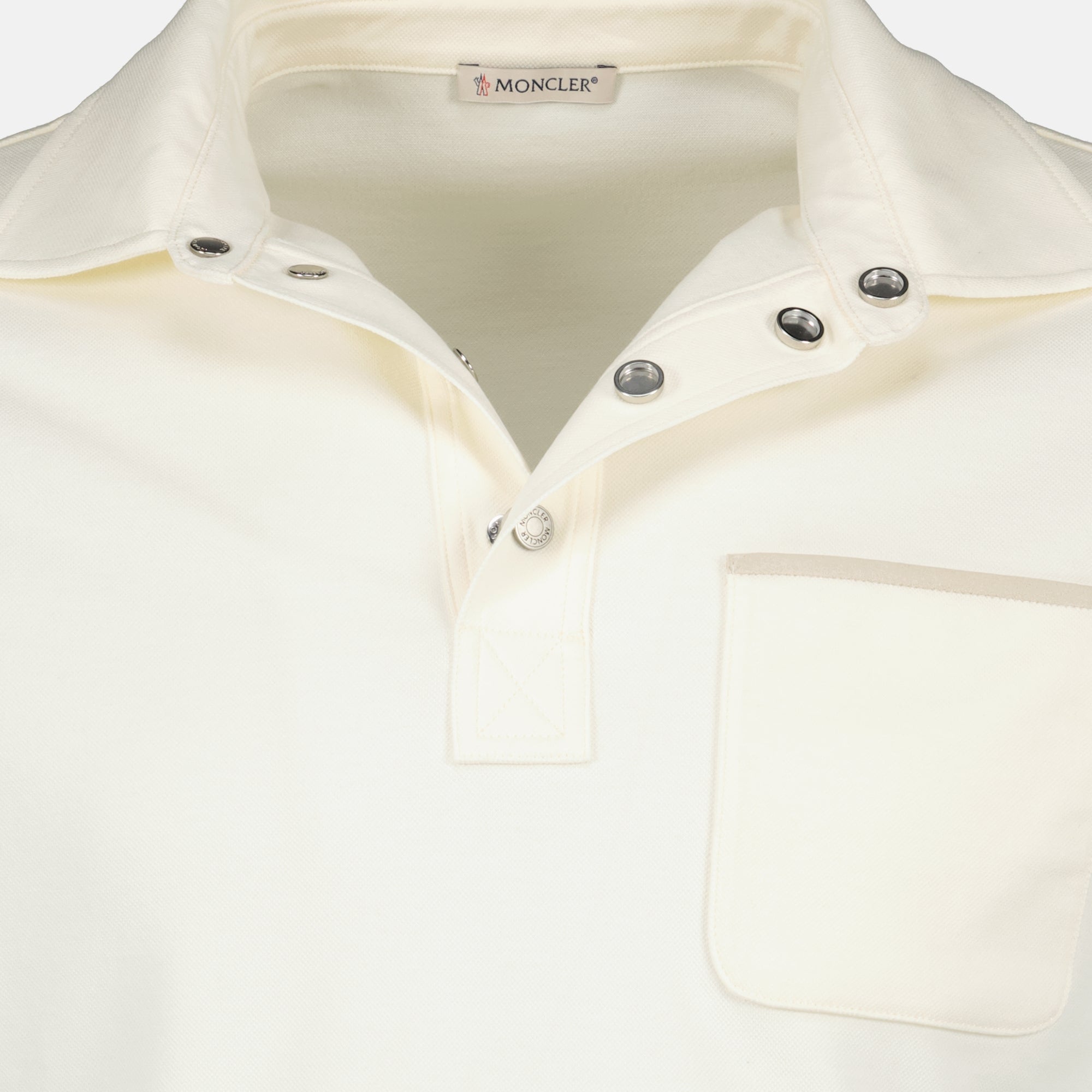 Image de l'article Polo en piqué de coton beige de la marque Moncler pour Homme - Saison Printemps-Été 2026 - Vue détaillée_2