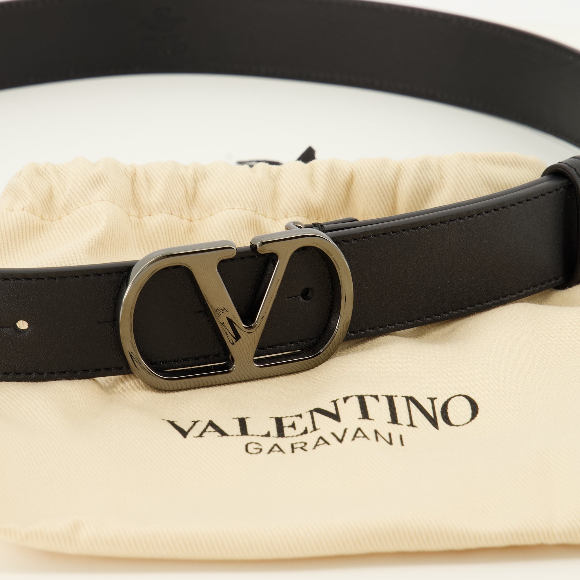 Ceintures Cintura VLogo in Pelle Nera Valentino Garavani Noir Homme