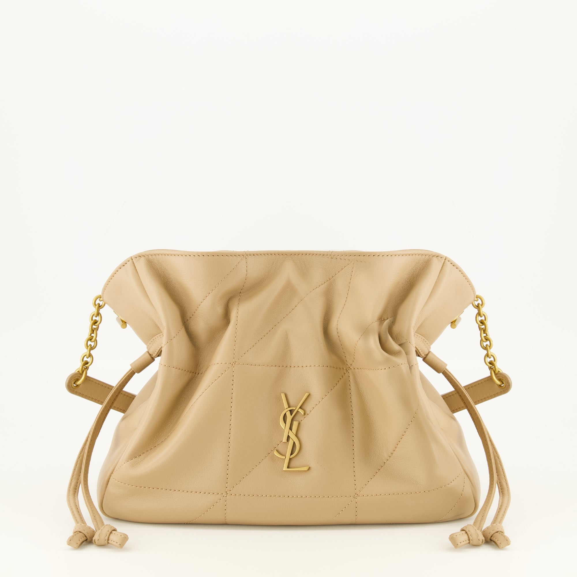 Sacs seau 베이지 가죽 재미 파우치 백 Saint Laurent Beige Femme