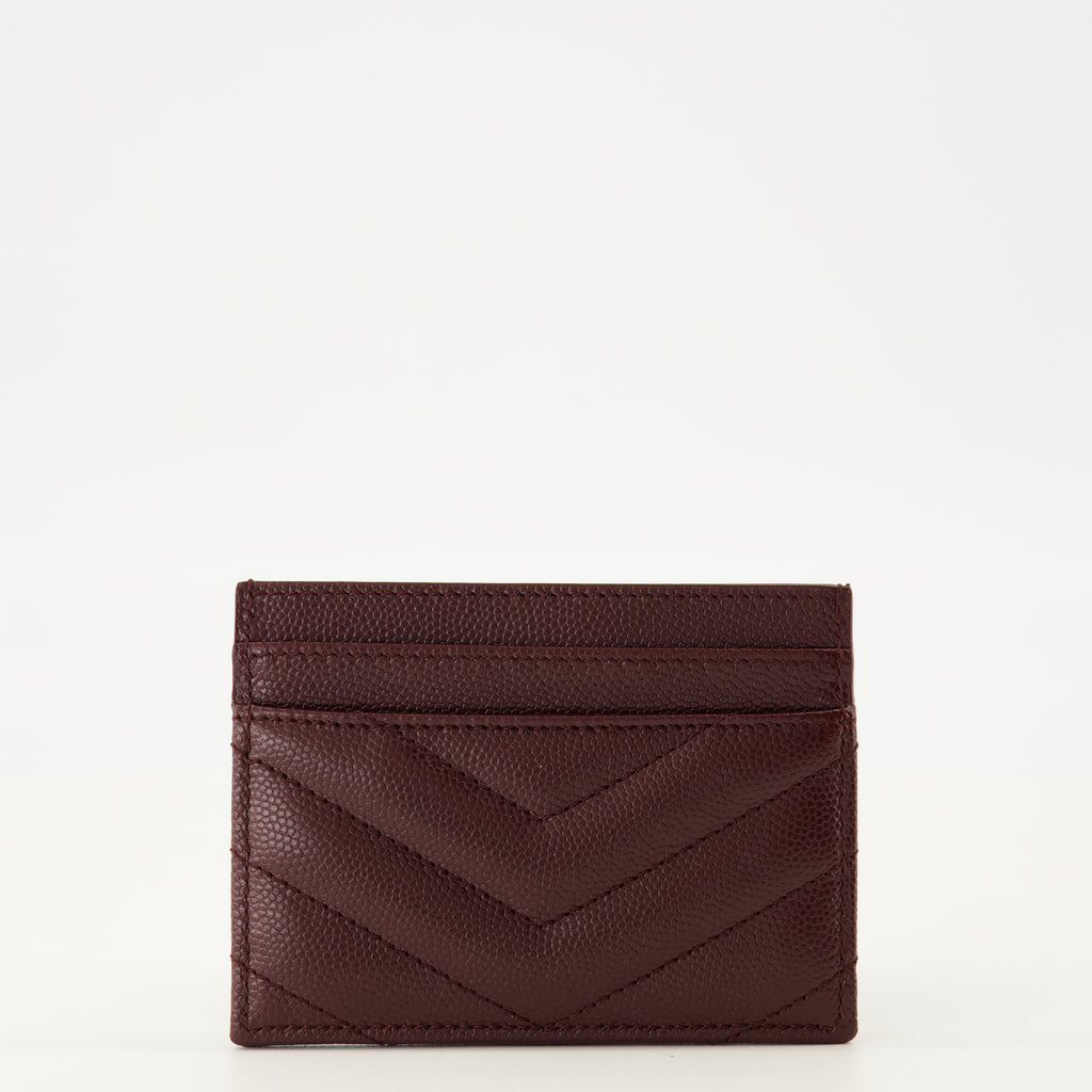 Imagem do porta-cartões Cassandre em couro bordô da marca Saint Laurent para Senhora - Coleção Primavera-Verão 2026 - Vista Traseira