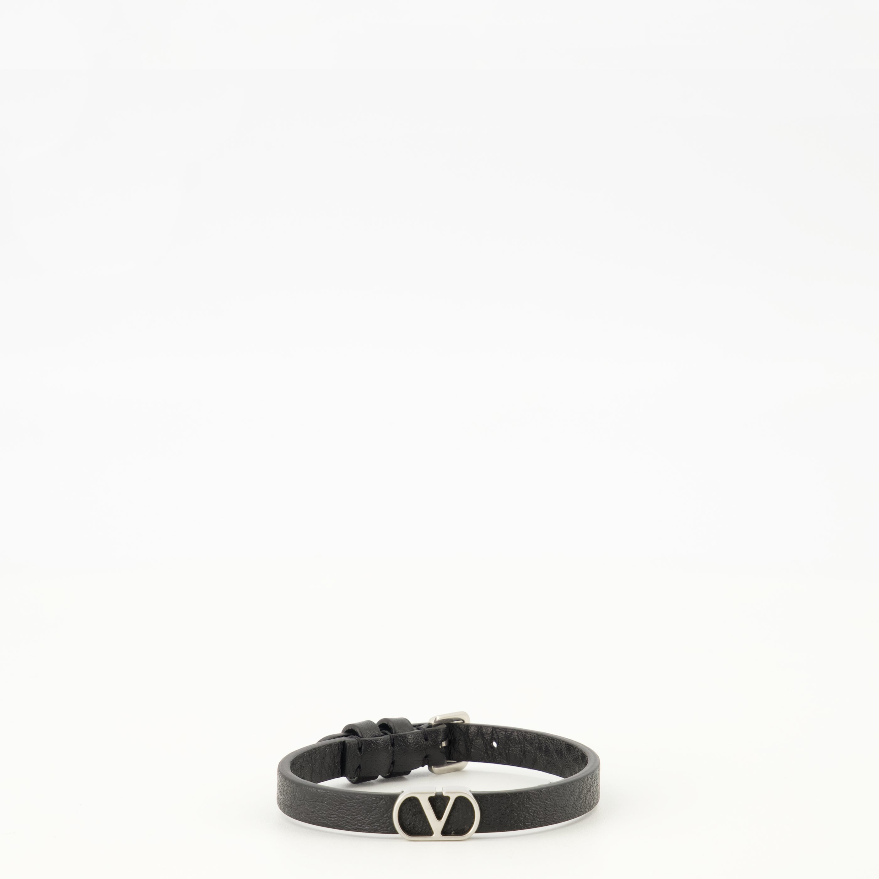 Bijoux VLogo Black Leather Bracelet Valentino Garavani Noir Homme
