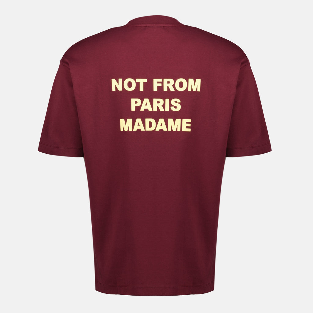 Image de l'article T-shirt Slogan bordeaux de la marque Drole De Monsieur pour Homme - Saison Automne-Hiver 2025 - Vue de Dos