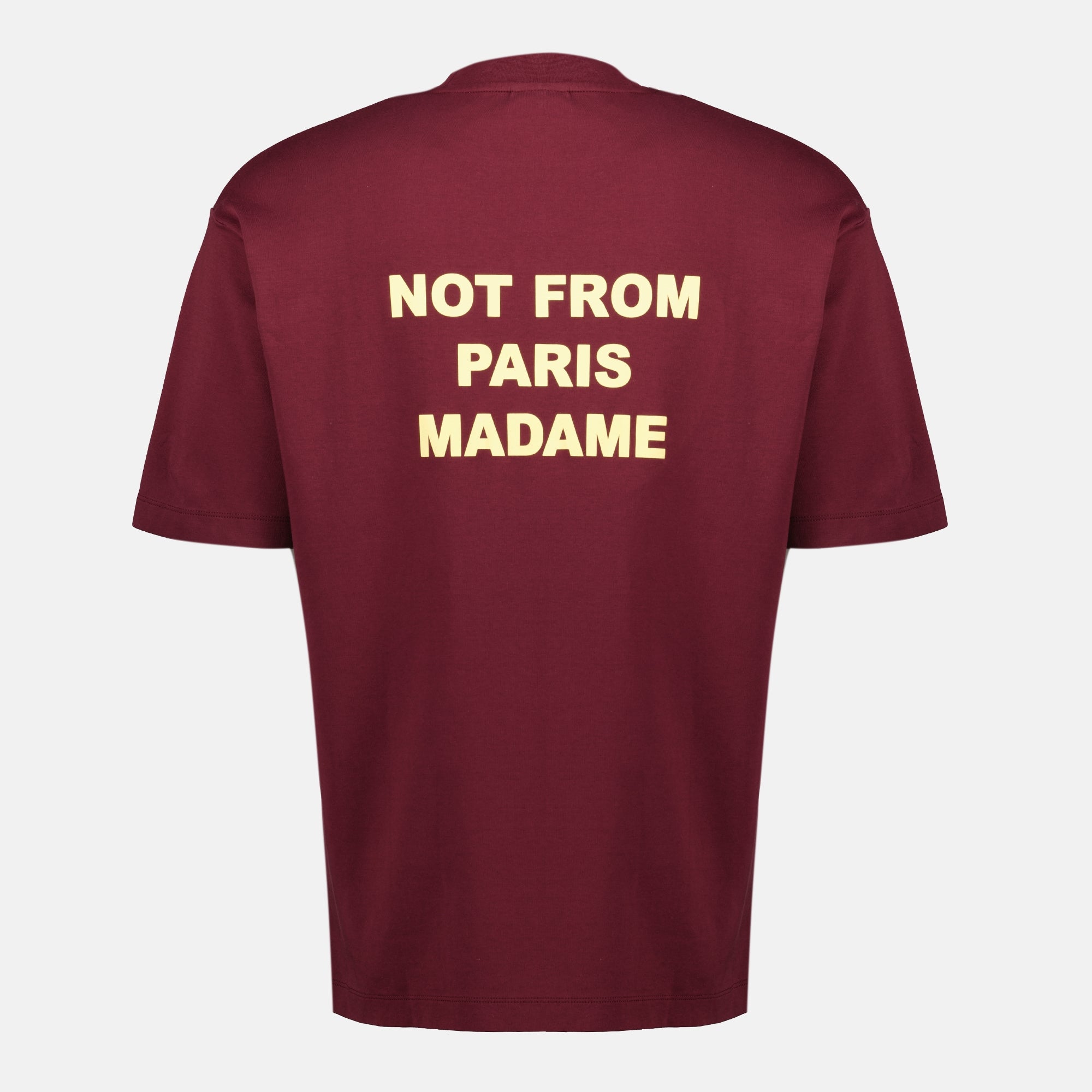 Immagine della T-shirt con slogan bordeaux del marchio Drole De Monsieur per uomo - Stagione Autunno-Inverno 2025 - Vista Posteriore