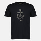 T-shirts T-shirt de algodão bordado azul marinho Moncler Bleu foncé Homme