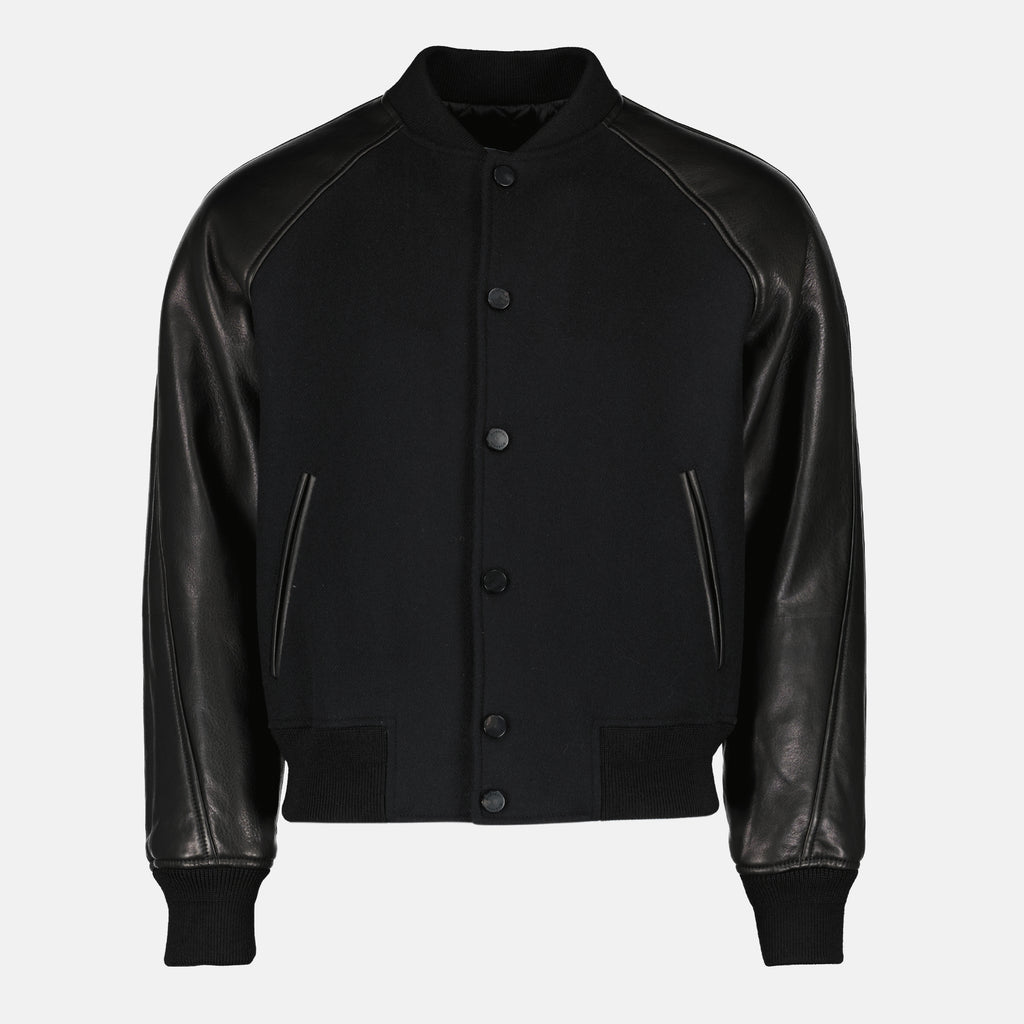 Image of the black two-tone bomber jacket by Givenchy for men - Spring-Summer 2026 - Front view