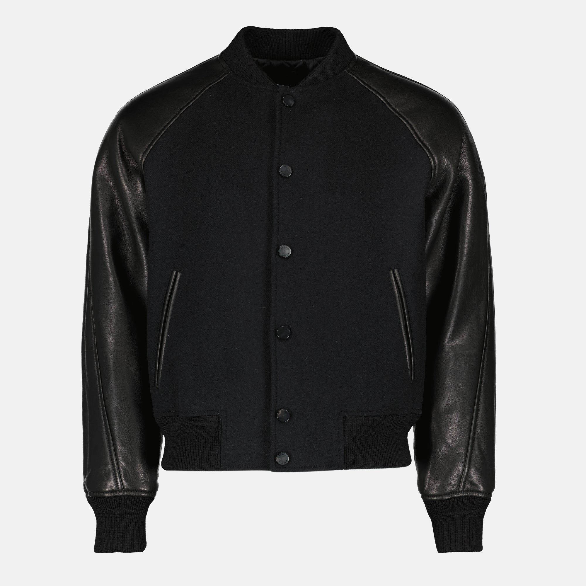 Image of the black two-tone bomber jacket by Givenchy for men - Spring-Summer 2026 - Front view