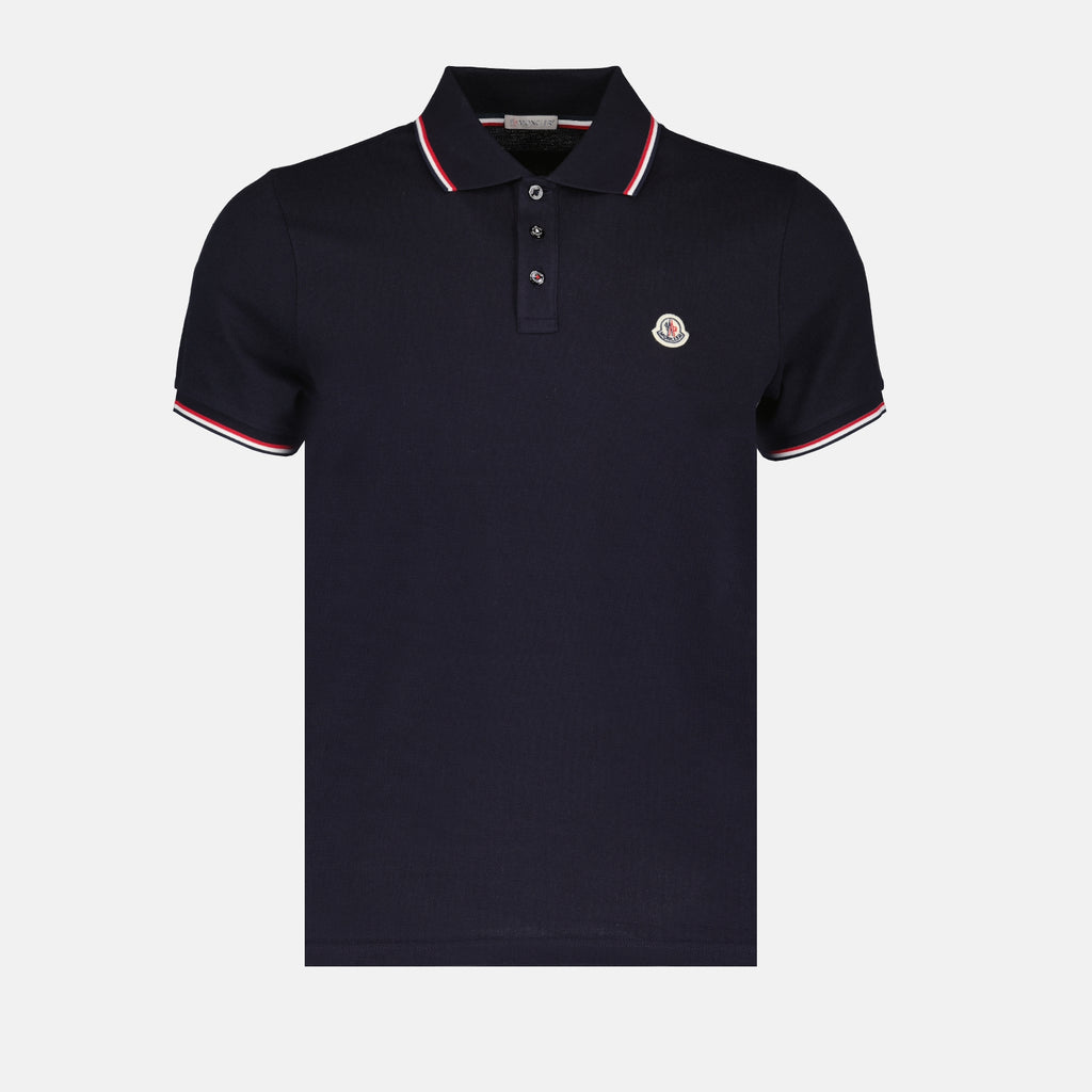 Polo Polo con Bordature Tricolori Moncler Blu scuro Homme