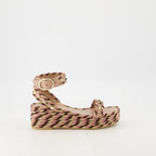 Zeppe Sandali Wedge in Raffia Valentino Garavani Rosa Femme