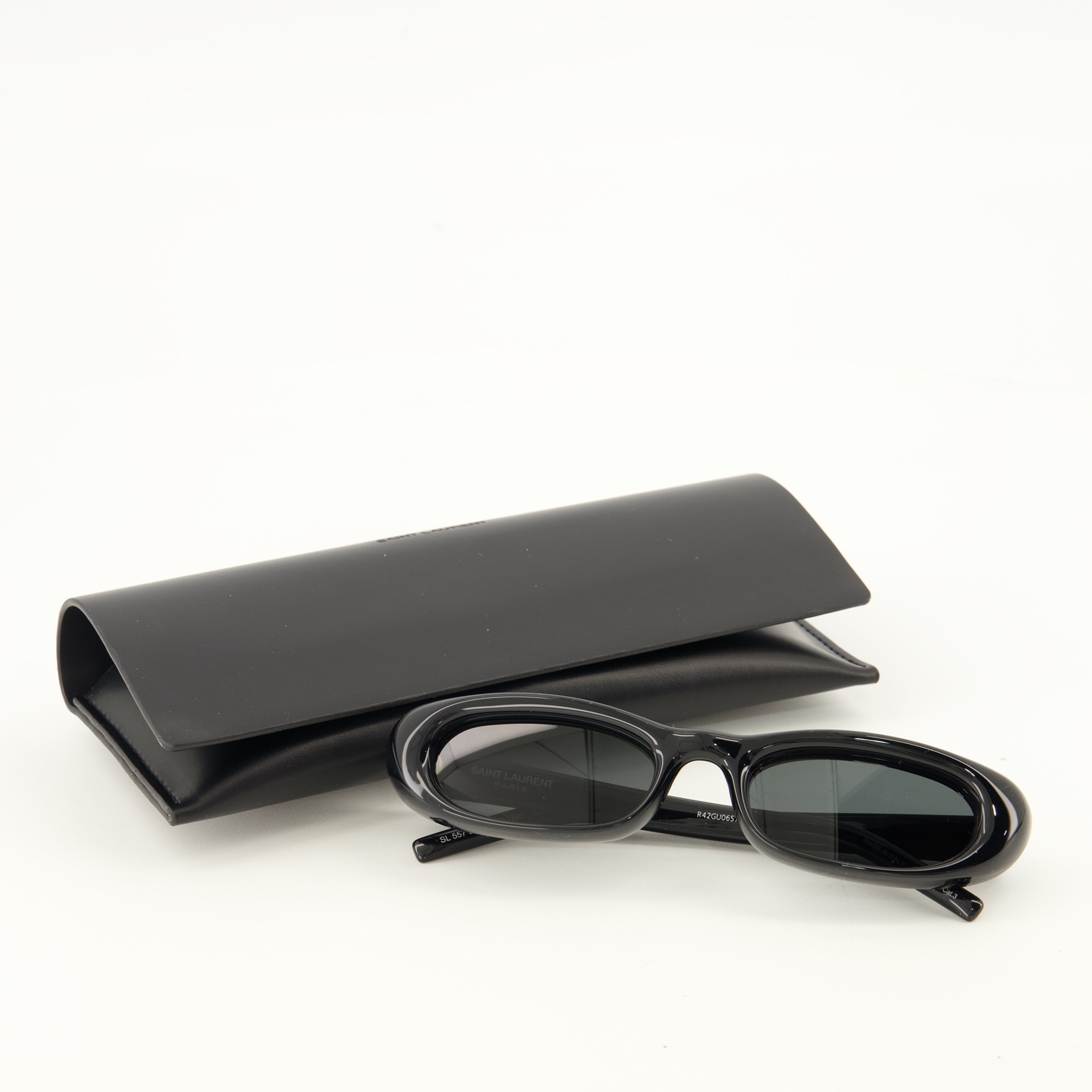 Lunettes SL 557 Shade Plump Óculos de Sol Pretos Saint Laurent Noir Unisexe