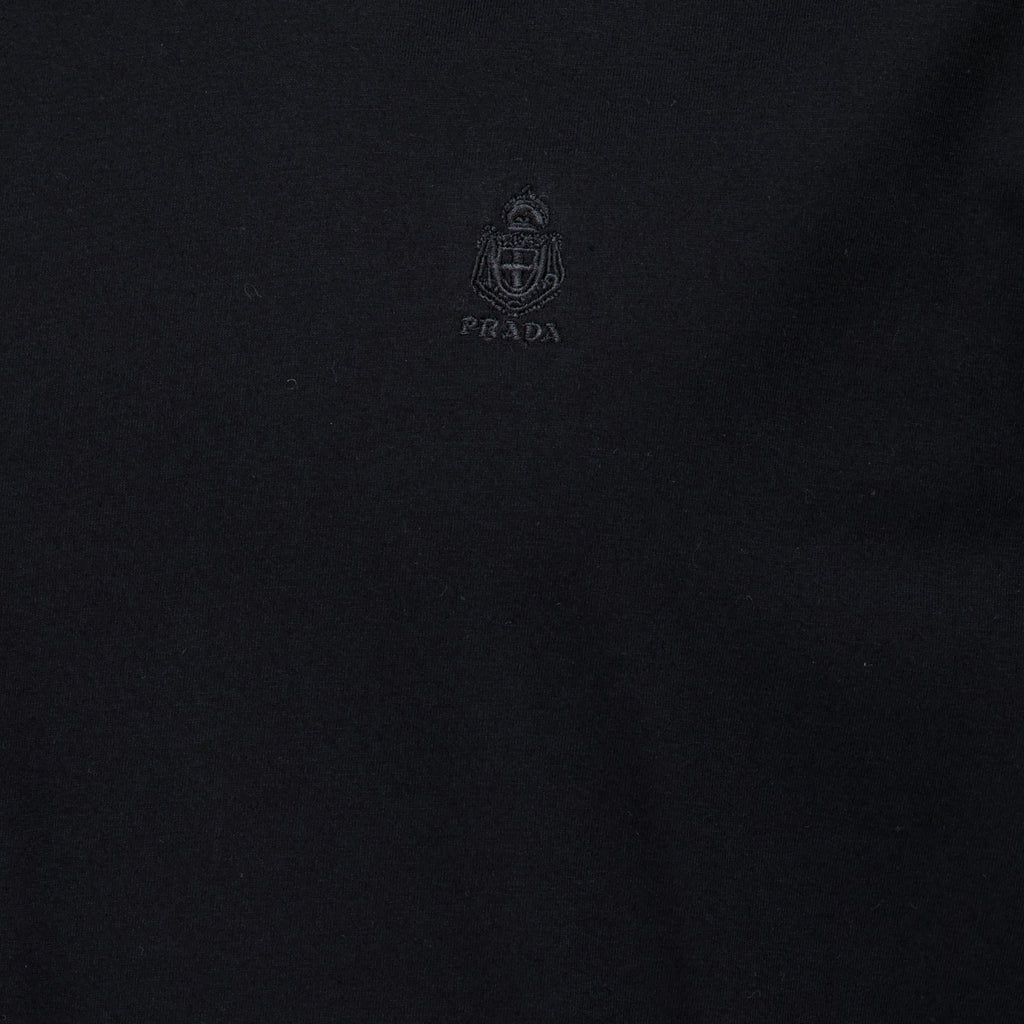 T-shirts Maglietta Nera Ricamata Prada Noir Homme