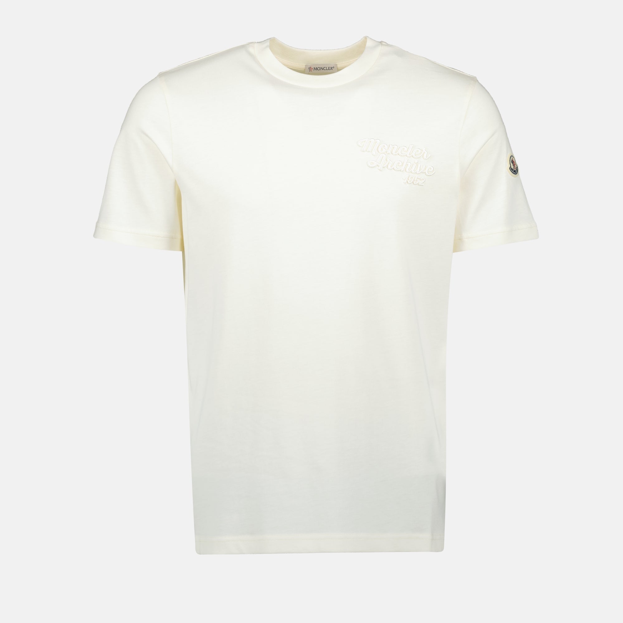 T-shirts T-shirt à logo brodé Moncler Blanc Homme