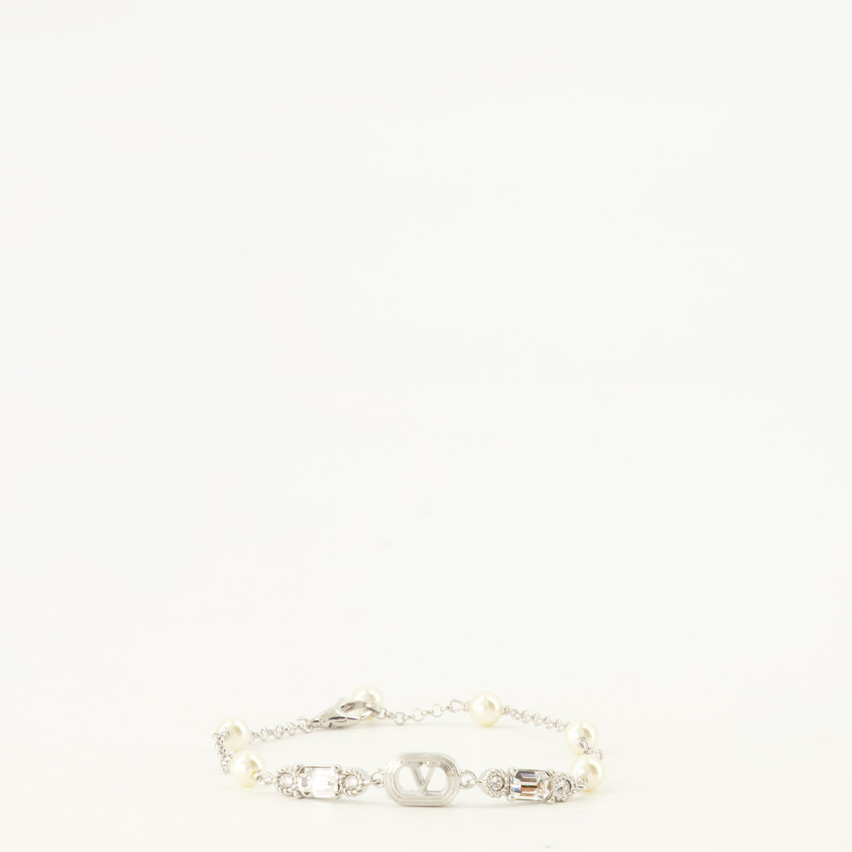 Bijoux Ovalette Bracelet with Pearls and Swarovski® Crystals Valentino Garavani Argenté Femme