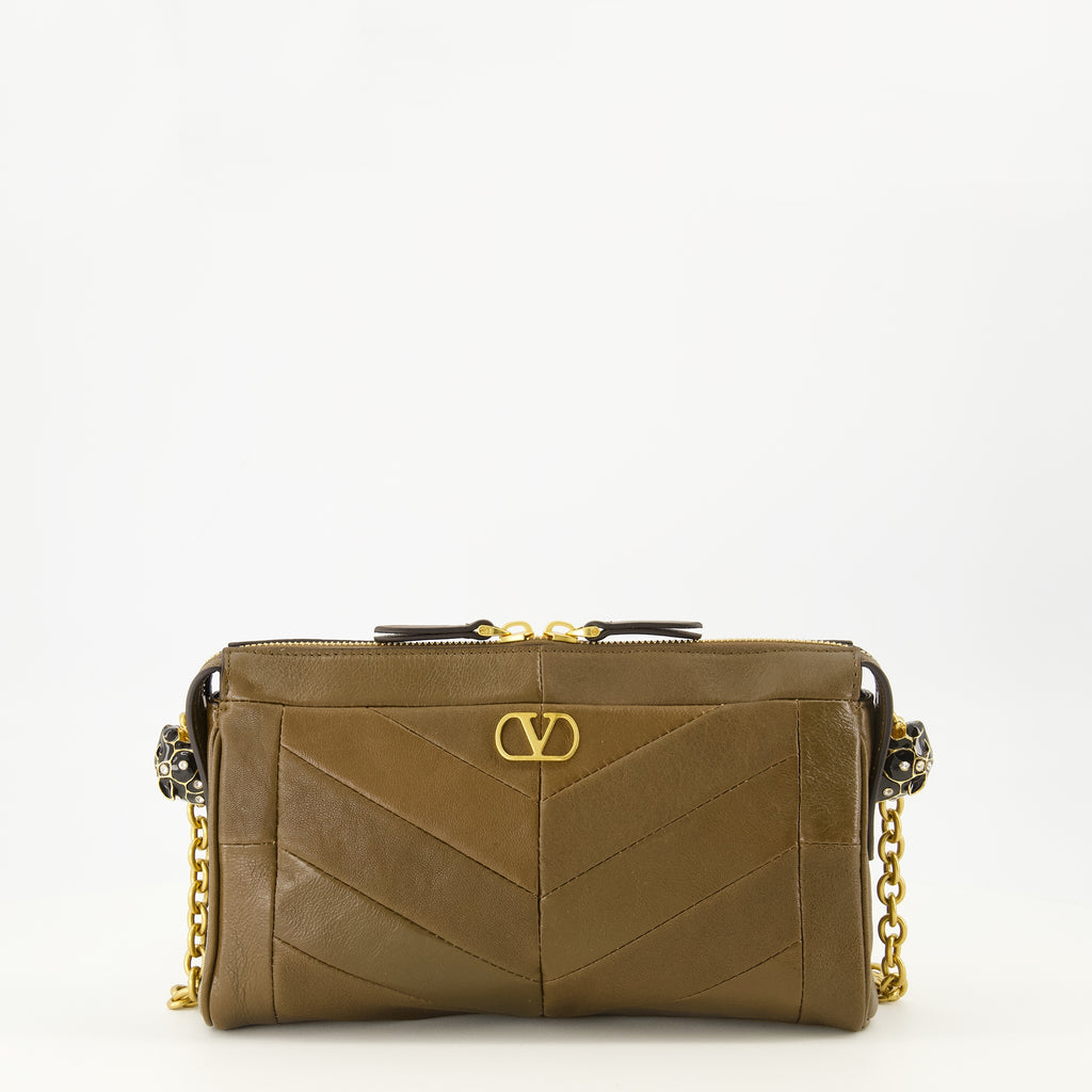 Sacs bandoulière Panthea Small Brown Leather Bag Valentino Garavani Kaki Femme