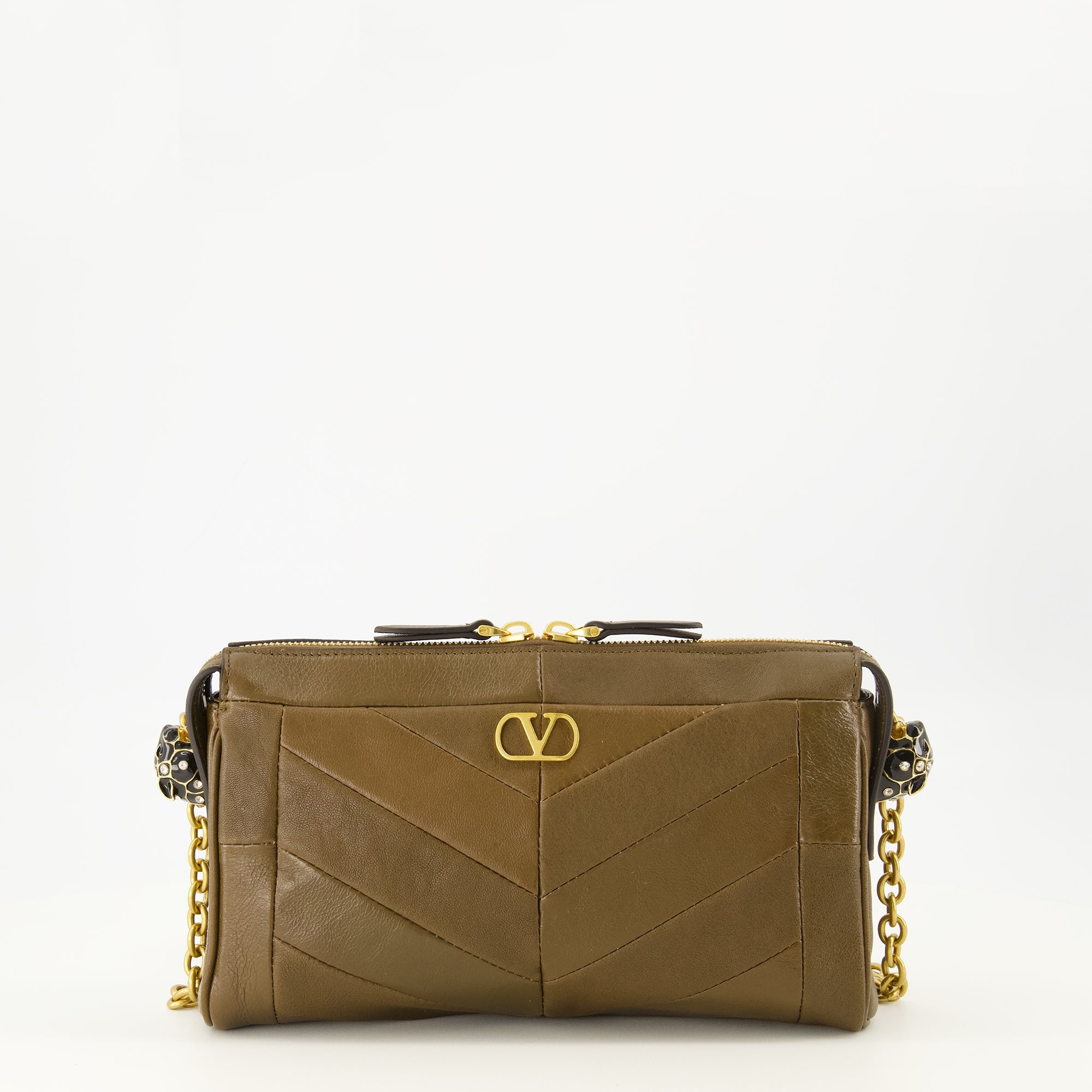 Sacs bandoulière Panthea Small Brown Leather Bag Valentino Garavani Kaki Femme