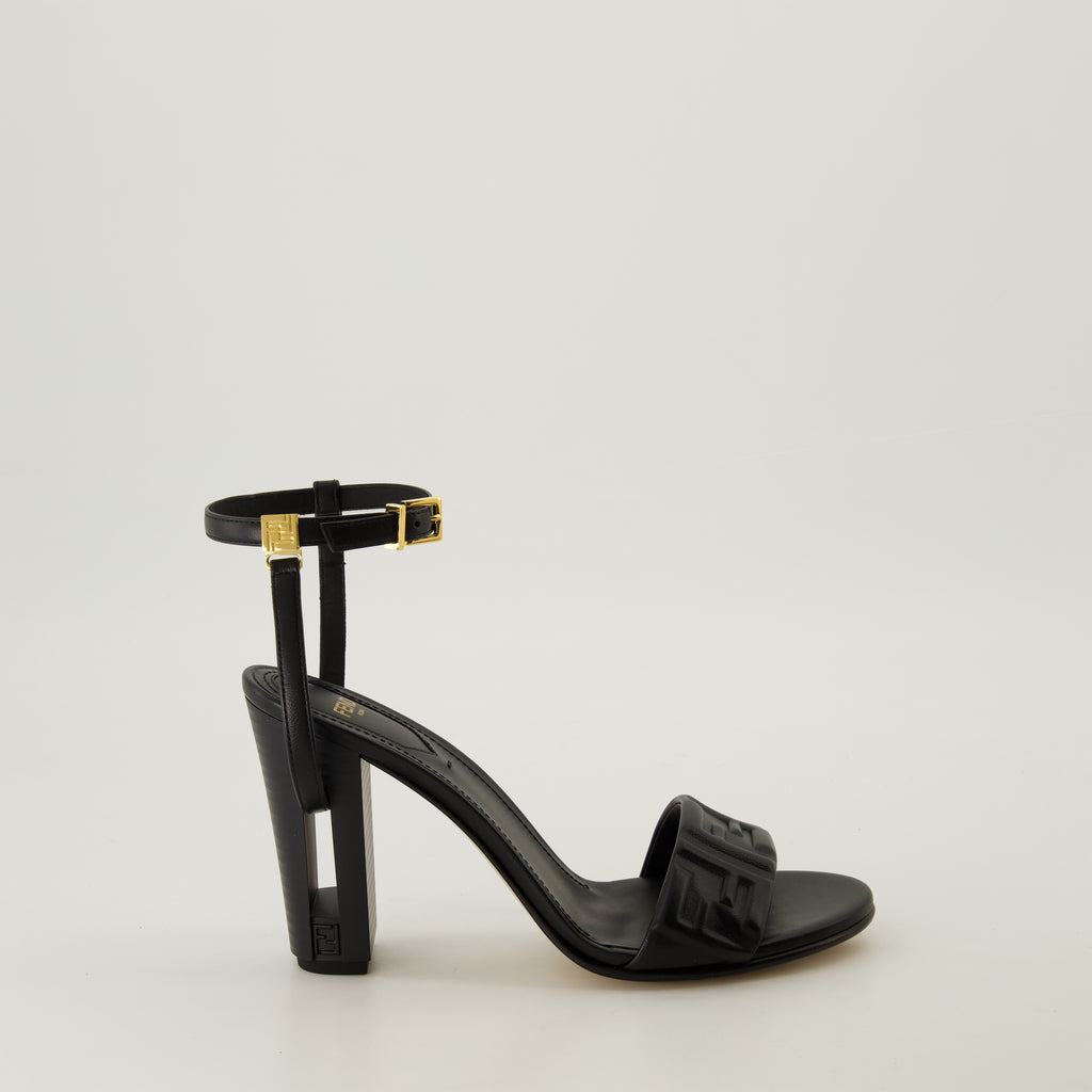 Offene schuhe Delfina Absatzsandalen Fendi Schwarz Femme