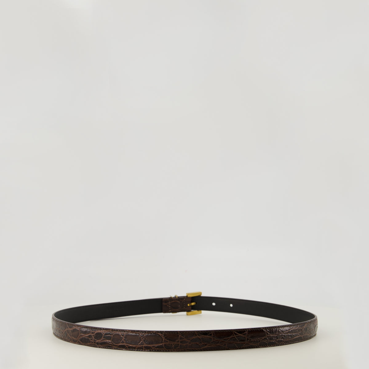 Ceintures Ceinture Cassandre fine crocodile Saint Laurent Marron Femme