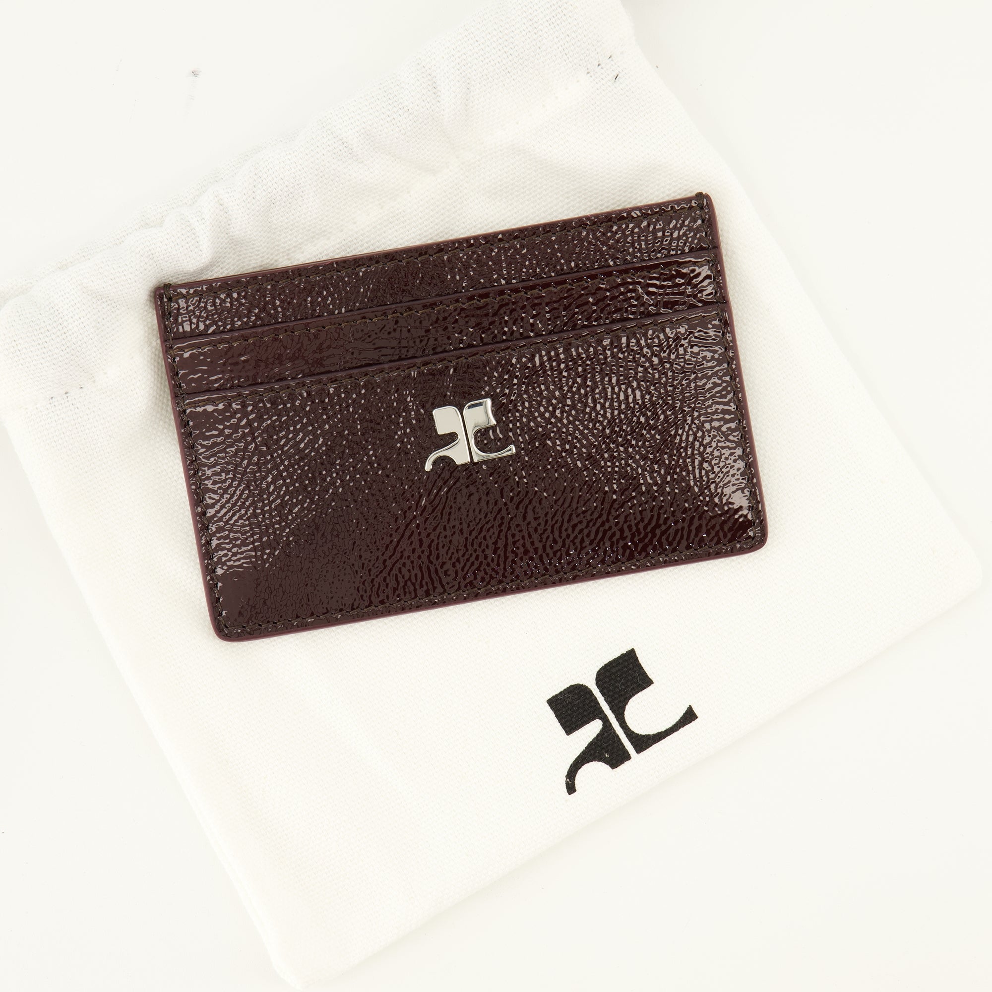 Petite maroquinerie Porte-cartes AC en cuir naplack bordeaux Courrèges Bordeaux Femme