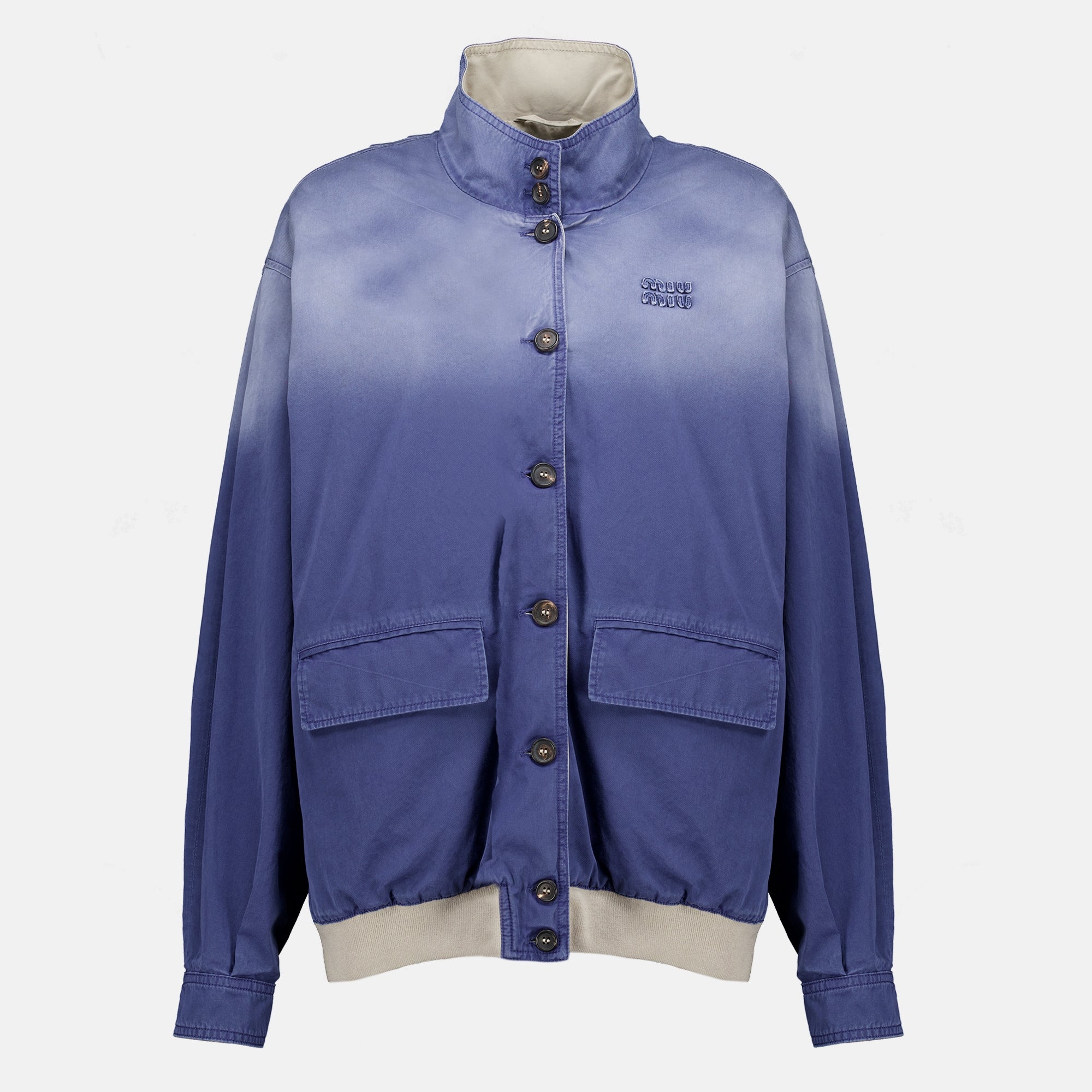 Vestes Blouson en sergé vieilli bleu marine Miu Miu Bleu foncé Femme