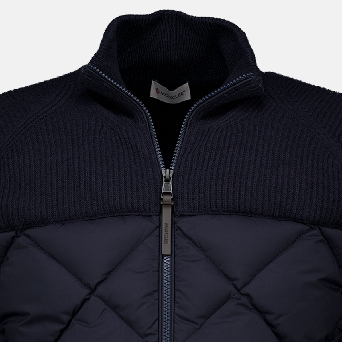 Vestes Cardigan bi-matière matelassé Moncler Bleu foncé Homme