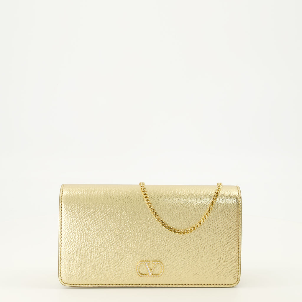 Sacs à main et épaule VLogo 래미네이티드 가죽 클러치 Valentino Garavani Doré Femme