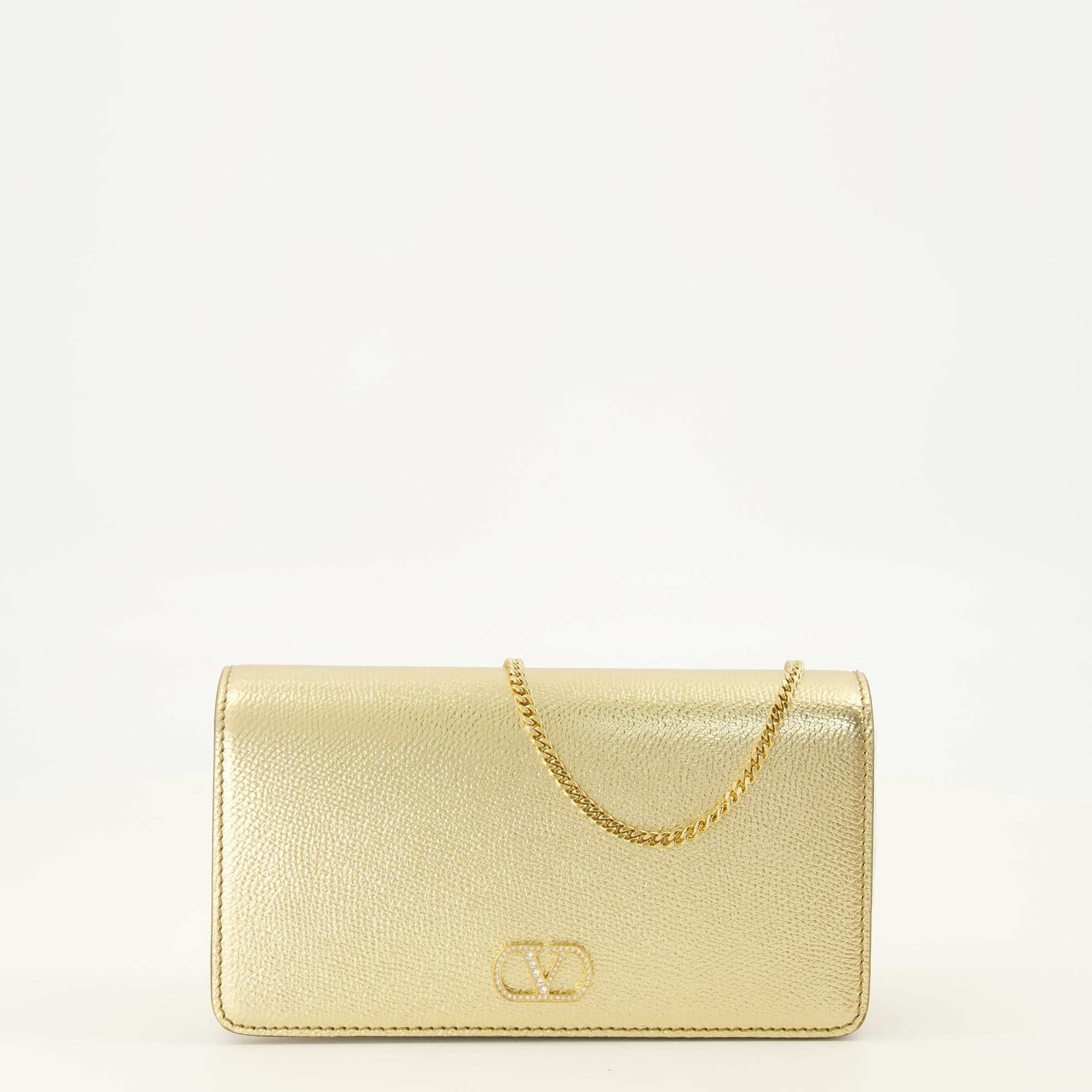 Sacs à main et épaule VLogo 래미네이티드 가죽 클러치 Valentino Garavani Doré Femme