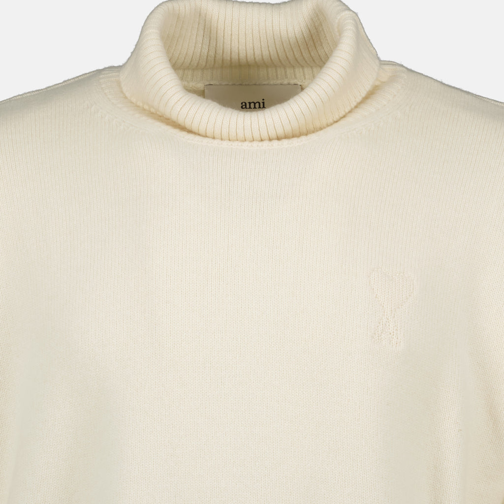 Immagine dell'articolo maglione a collo alto Ami cuore del marchio Ami PARIS per Unisex - Stagione Autunno-Inverno 2025 - Vista dettagliata_3