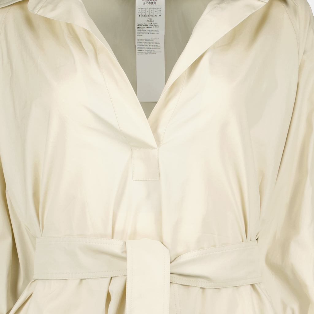 Image of the Max Mara Women's Beige Cotton Poplin Dress - Spring-Summer 2026 - Detailed View_2