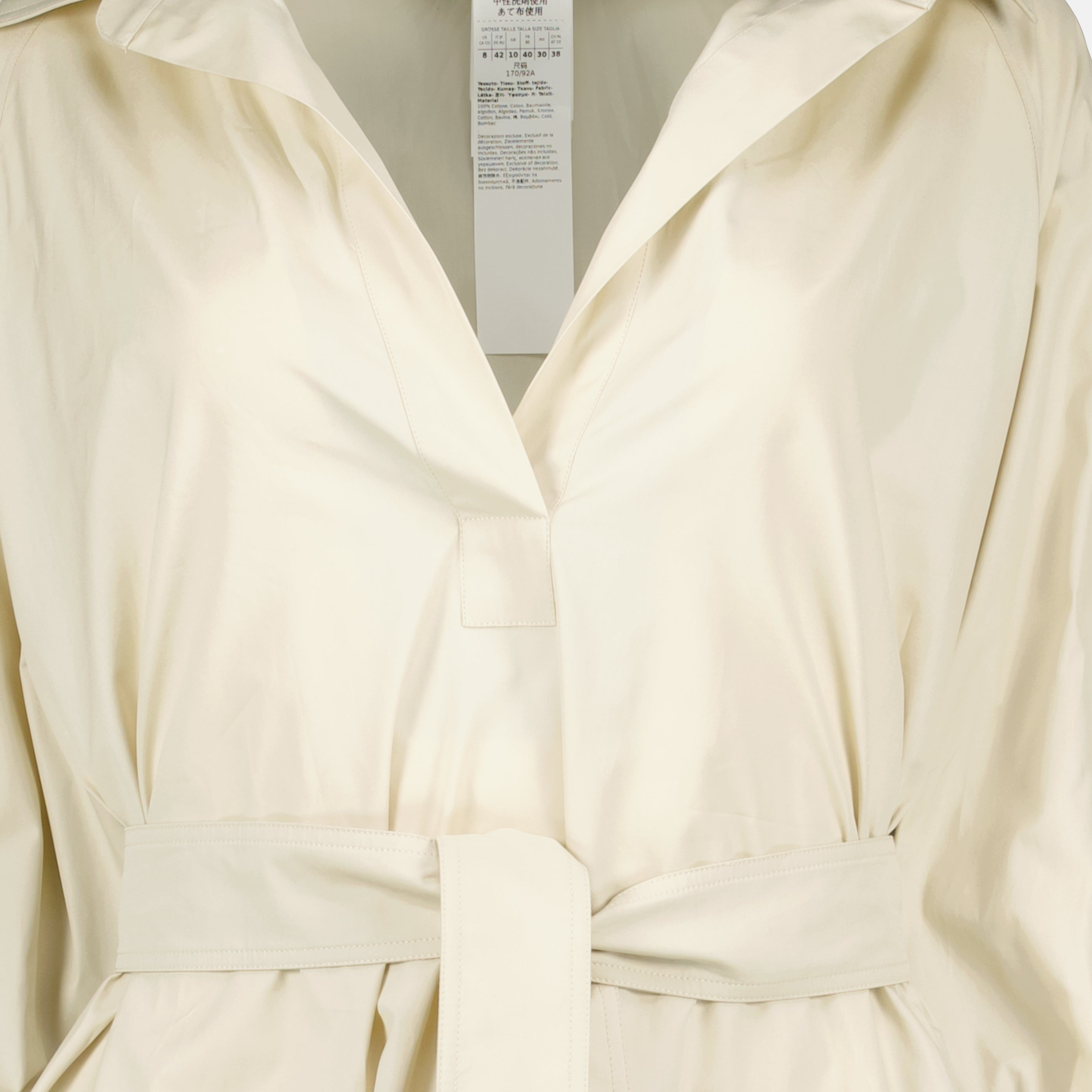 Imagem do Vestido Bege em Popelina de Algodão da Max Mara para Mulheres - Coleção Primavera-Verão 2026 - Vista Detalhada_2