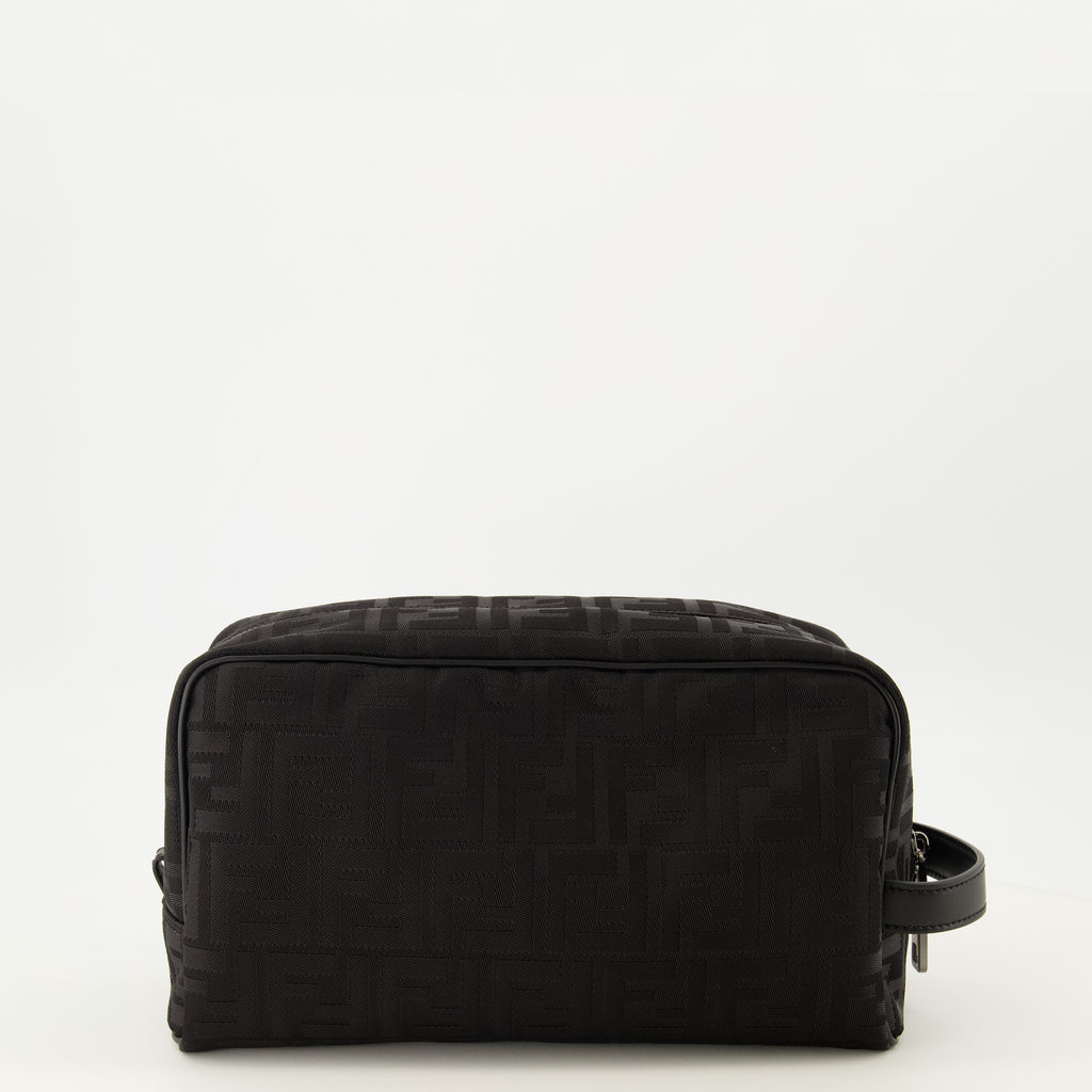 Pochettes Medium FF Schwarze Nylon Kulturbeutel Fendi Noir Homme