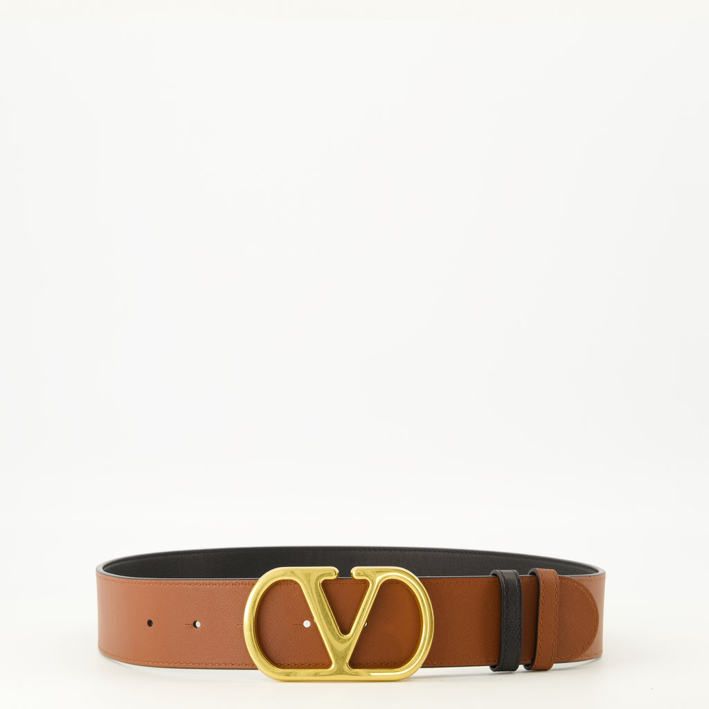 Ceintures Reversible VLogo Belt Brown and Black 40 mm Valentino Garavani Marron Femme