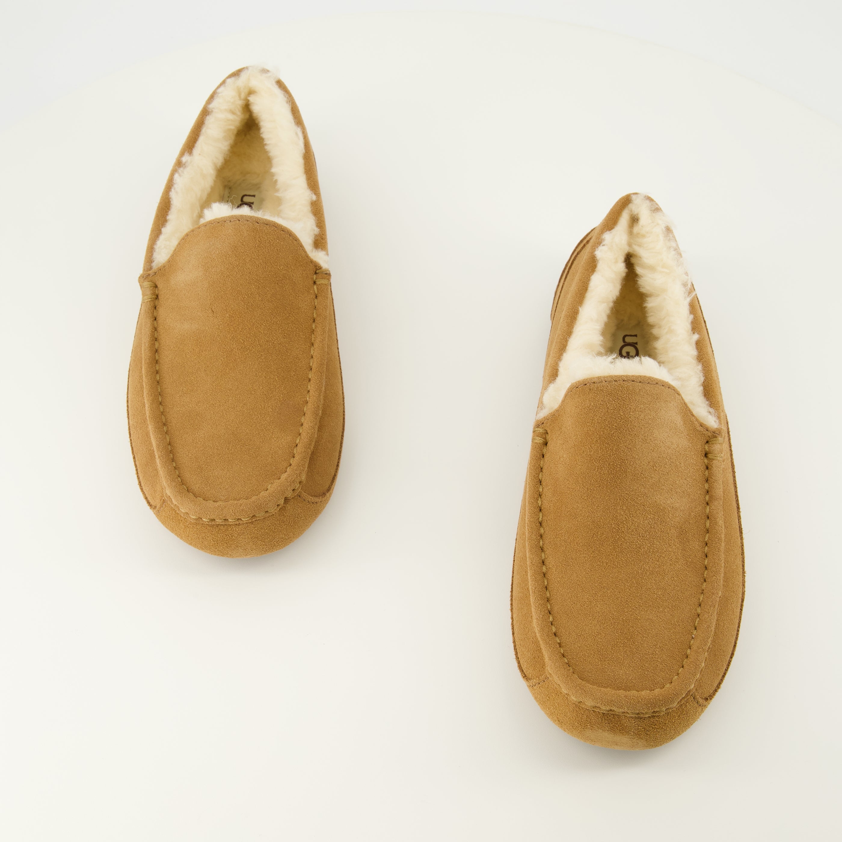 Imagem do chinelo Ascot castanho da marca Ugg para Homem - Temporada Primavera-Verão 2026 - Vista de cima do par de sapatos