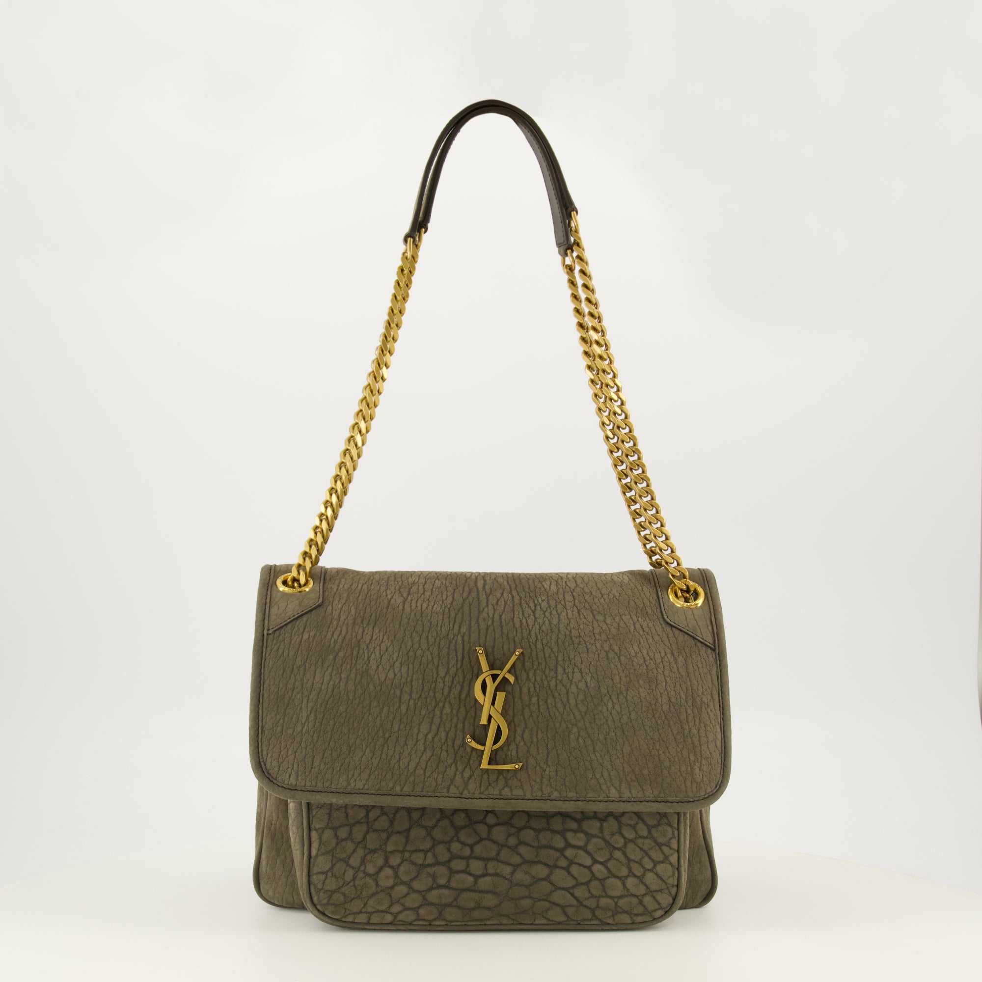Sacs bandoulière Sac Niki en cuir effet croco marron Saint Laurent Kaki Femme