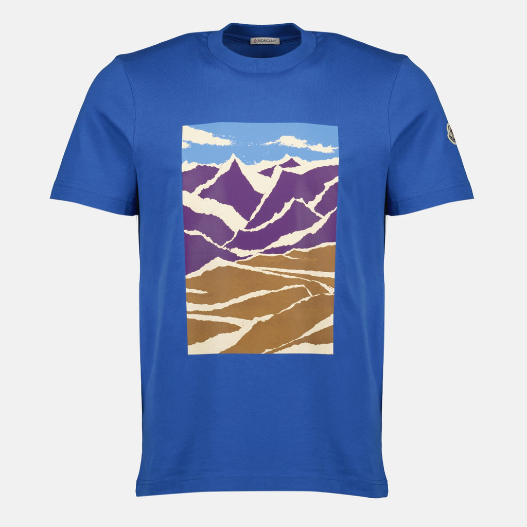 Image de l'article T-shirt imprimé montagne bleu de la marque Moncler pour Homme - Saison Automne-Hiver 2025 - Vue de Face