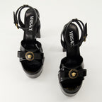 Zapatos abiertos Sandalias de Tacón Gianni Ribbon Versace Negro Femme