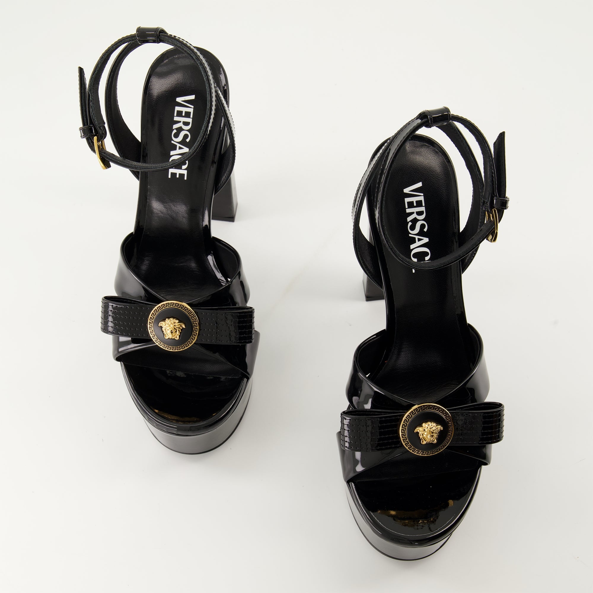 Chaussures ouvertes Sandales à talon Gianni Ribbon Versace Noir Femme