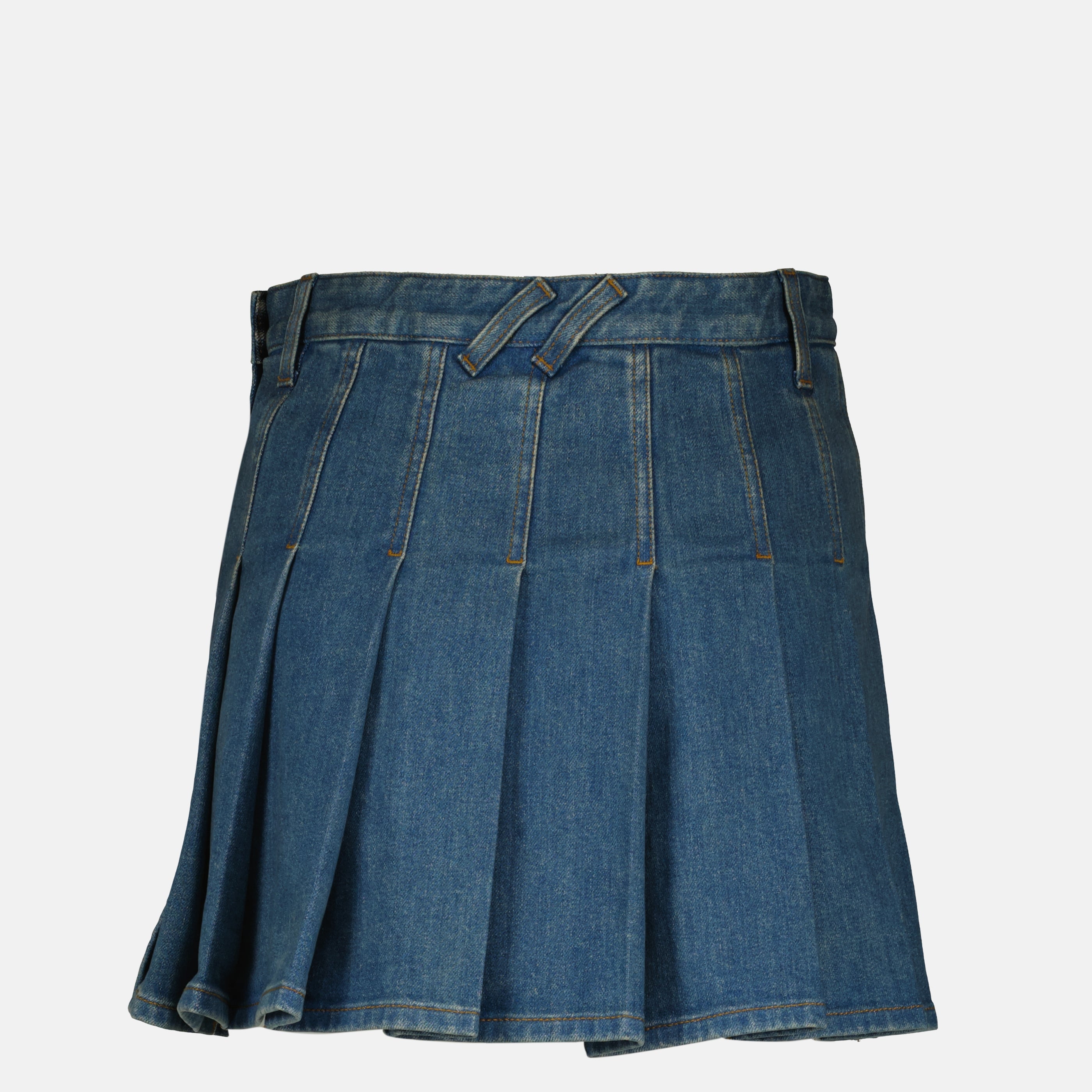 Image de l'article Mini jupe en denim bleu de la marque Burberry pour Femme - Saison Printemps-Été 2026 - Vue de Dos