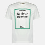 Image de l'article T-shirt blanc à broderie Book Cover en coton de la marque Dior pour Homme - Saison Printemps-Été 2026 - Vue de Face