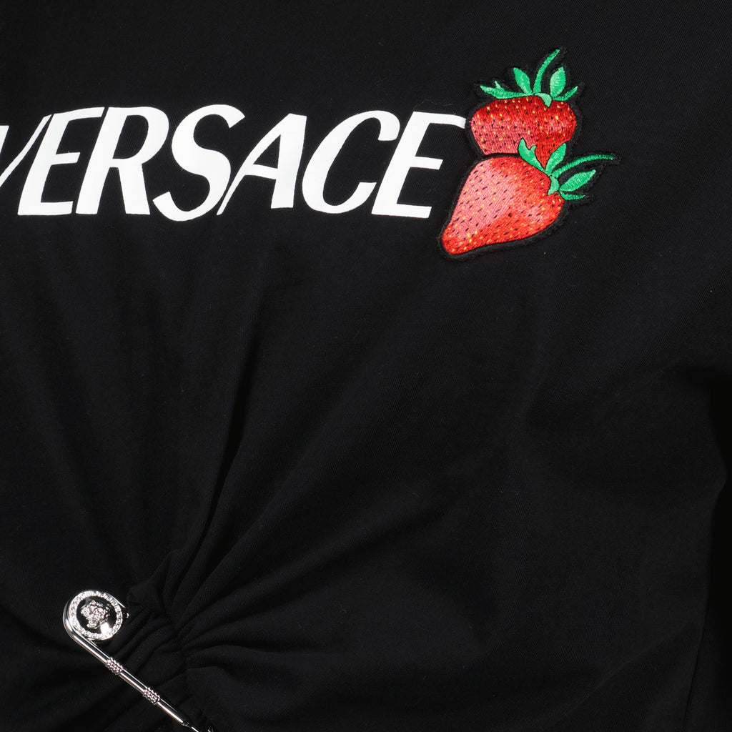 티셔츠 스트로베리 크롭 티셔츠 Versace 검은색 Femme