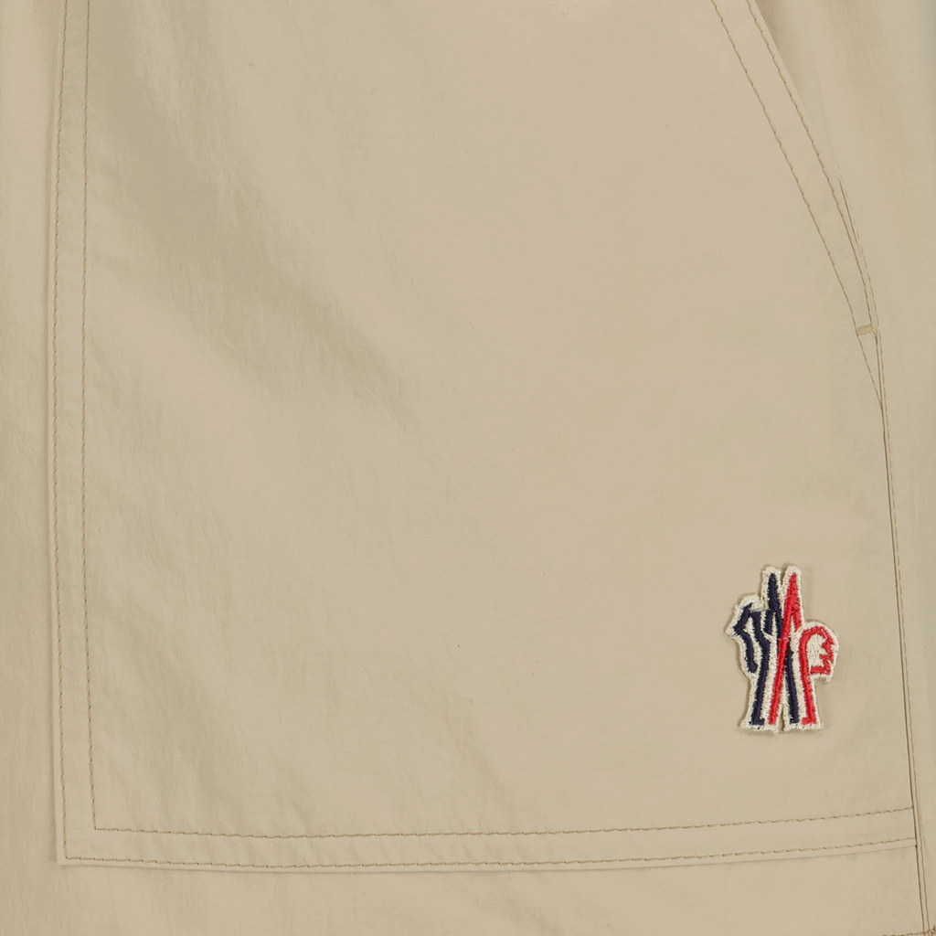 Shorts Calções Técnicos Amassados Moncler Grenoble Bege Femme