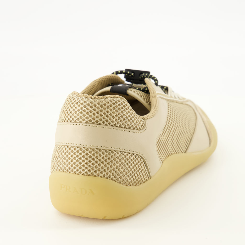 Baskets Sneakers Speedrock in Pelle e Mesh Beige Prada Beige Homme