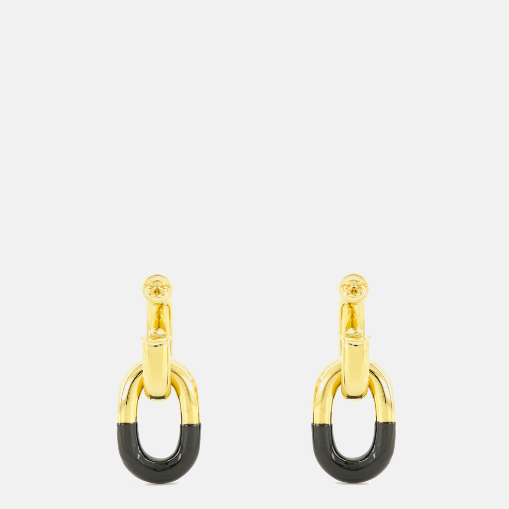 Bijoux Boucles d'oreilles XL Link noir et doré Rabanne Noir Femme