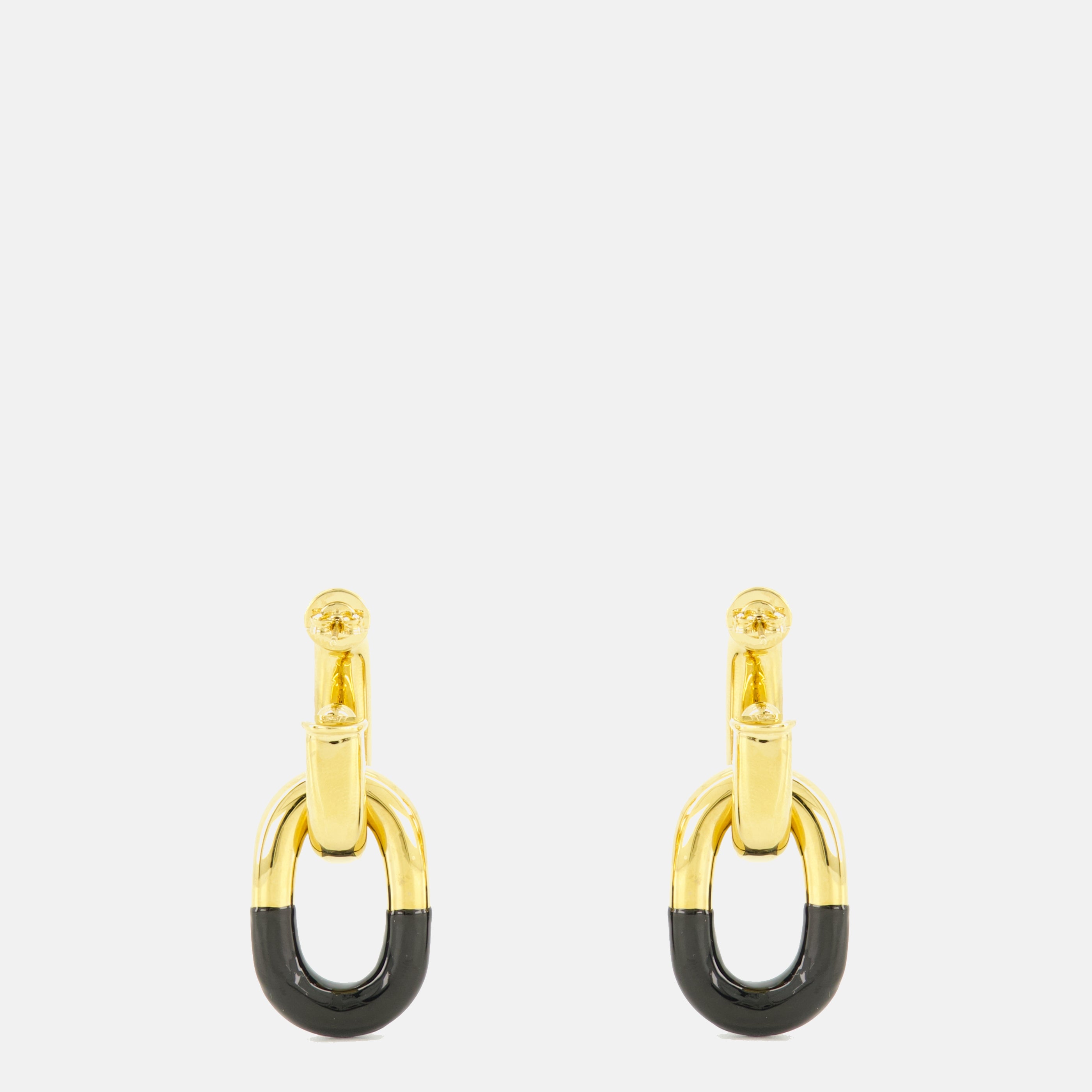 Bijoux Boucles d'oreilles XL Link noir et doré Rabanne Noir Femme