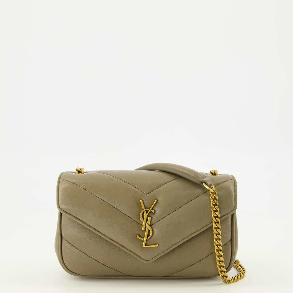 Sacs bandoulière Borsa Mini Loulou in Pelle Khaki Saint Laurent Kaki Femme